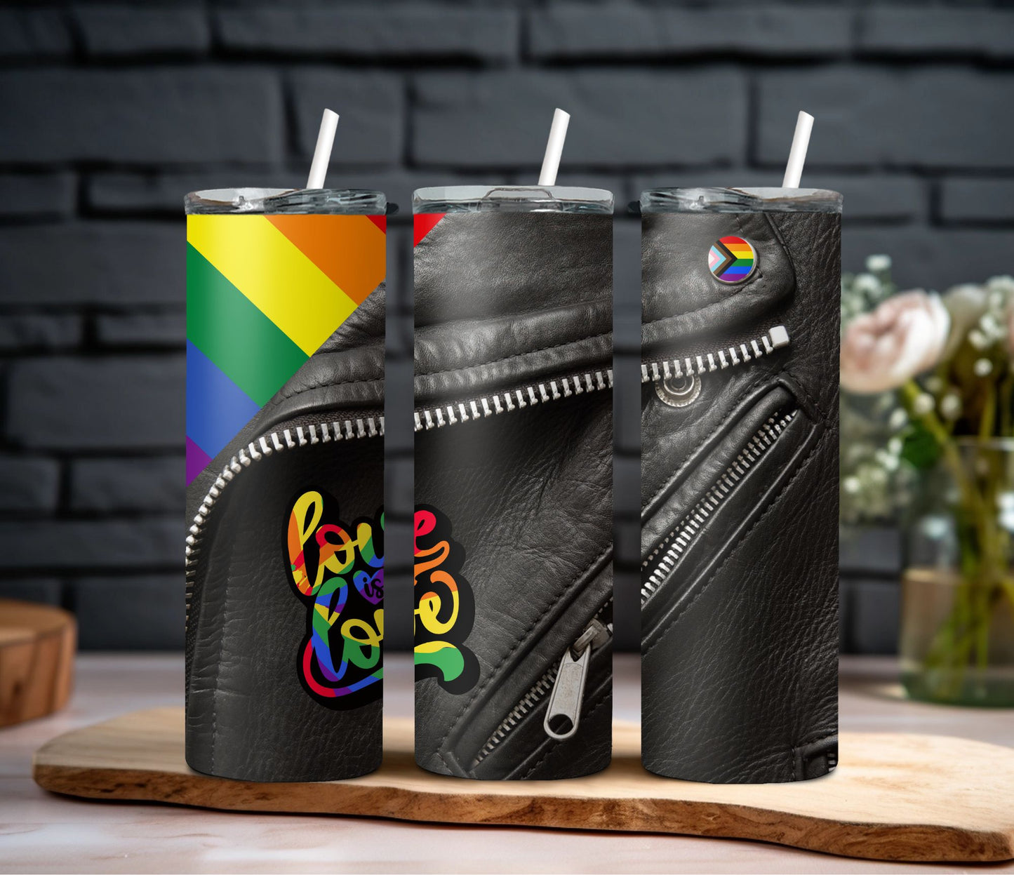 Love is Love Leather Jacket Tumbler