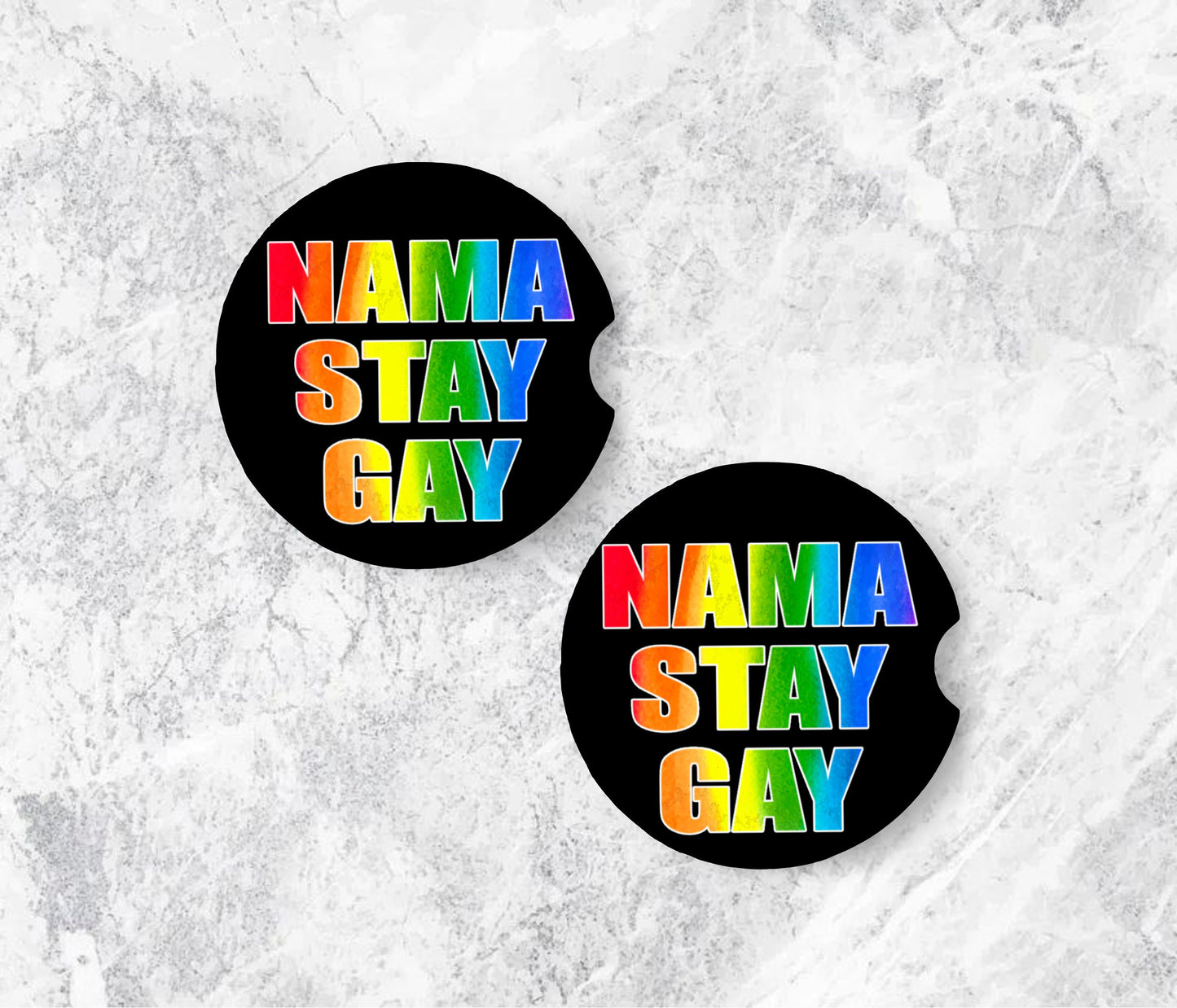 Nama Stay Gay Ceramic Car Coasters