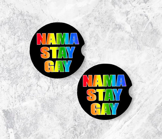 Nama Stay Gay Ceramic Car Coasters