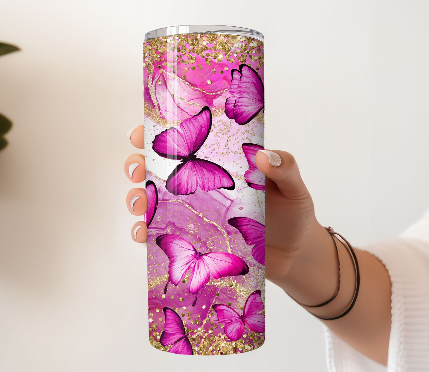 Pink Butterfly Tumbler