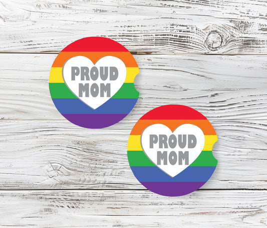Proud Mom Rainbow Car Ceramic Car Coaster