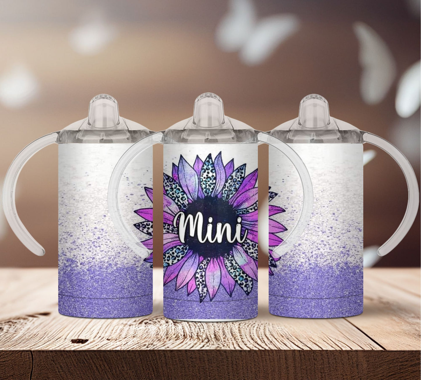 Purple Sunflower Mama/Mini Matching Tumbler Sippy set