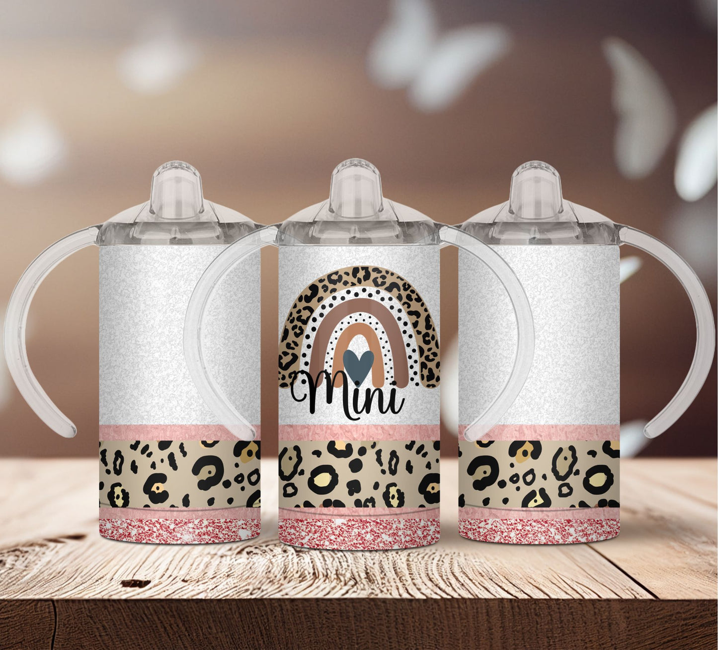 Mama Mini Leopard Rainbow Matching Tumbler/Sippy Set