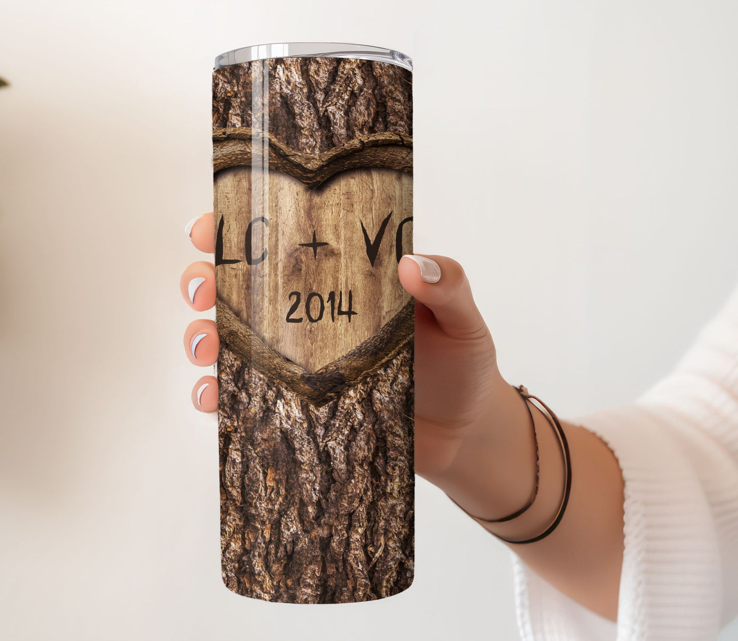 Personalized Tree Carving Tumbler