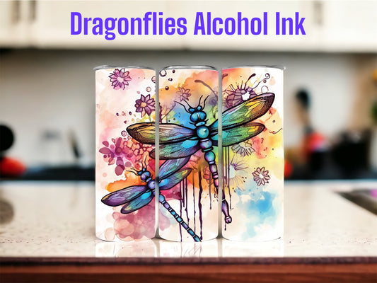 Dragonfly Alcohol Ink Tumbler