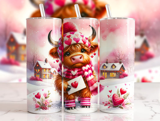 Valentine Highland Cow Tumbler