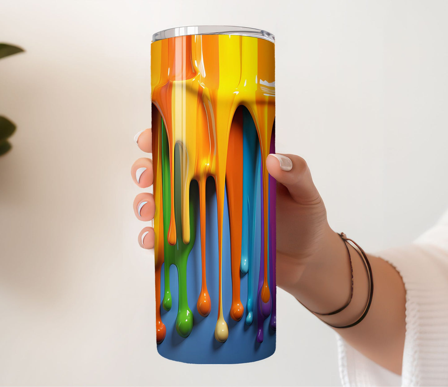 3D Rainbow Paint Drip Tumbler