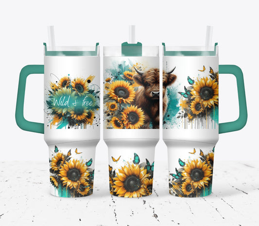 Highland Cow "Wild and Free Tumbler"