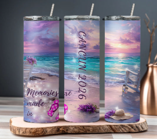 Personalized Beach Vacation Tumbler: Custom Beach Trip Cup, Family Vacation Keepsake, Girls Trip beach tumbler