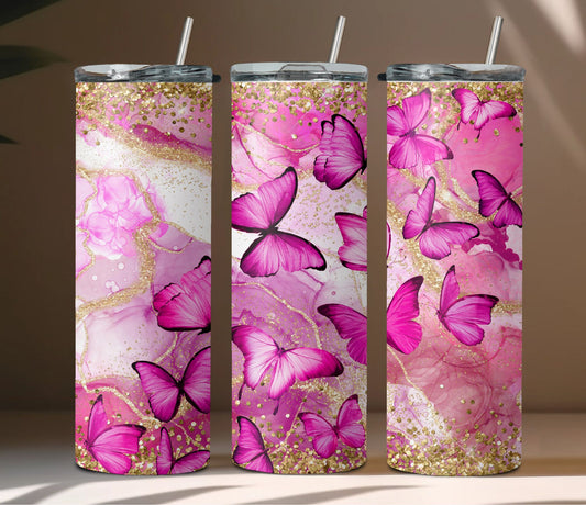 Pink Butterfly Tumbler