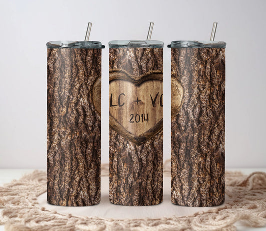 Personalized Tree Carving Tumbler