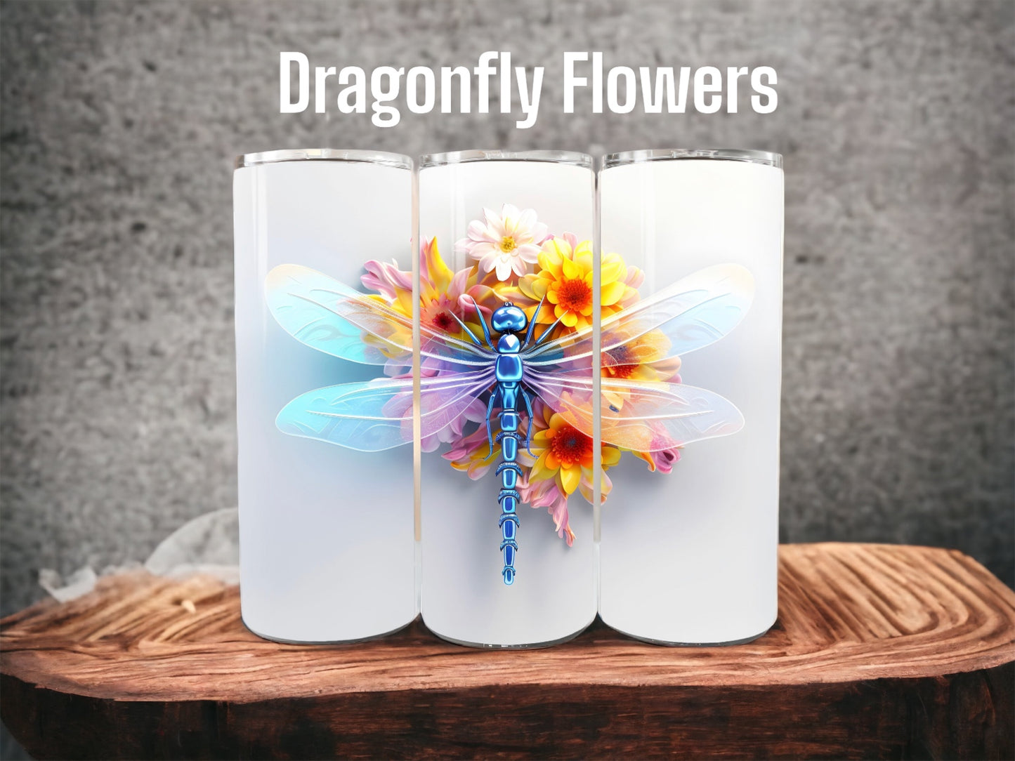 Dragonfly Flowers Tumbler